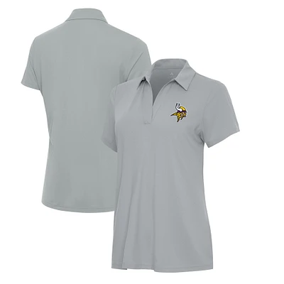 Women's Antigua  Gray Minnesota Vikings Era V-Neck Polo