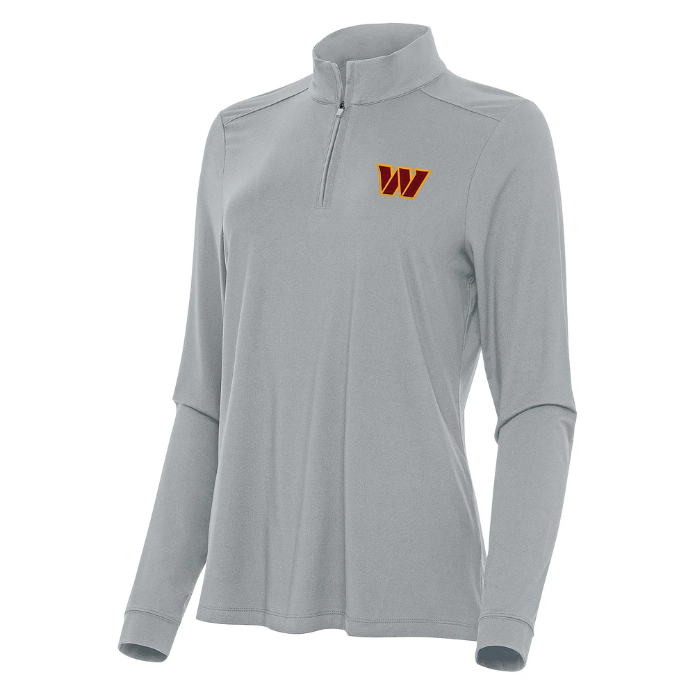 Women's Antigua Gray Washington Commanders Intent Quarter-Zip Sweatshirt