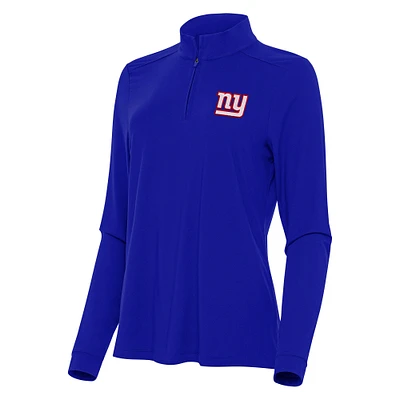 Women's Antigua  Royal New York Giants Intent Quarter-Zip Sweatshirt