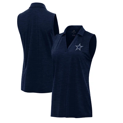 Women's Antigua  Heather Navy Dallas Cowboys Layout Sleeveless V-Neck Polo
