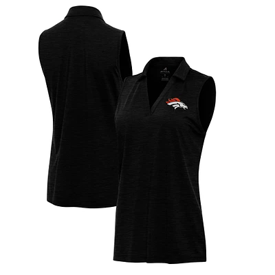 Women's Antigua  Heather Black Denver Broncos Layout Sleeveless V-Neck Polo