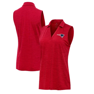 Women's Antigua Heather New England Patriots Layout Sleeveless V-Neck Polo