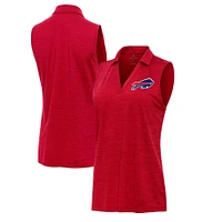 Women's Antigua Heather Buffalo Bills Layout Sleeveless V-Neck Polo