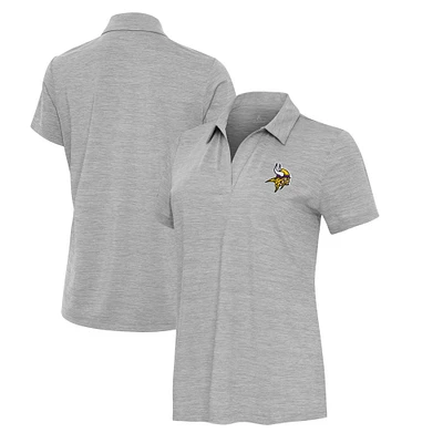 Women's Antigua Heather Minnesota Vikings Layout V-Neck Polo