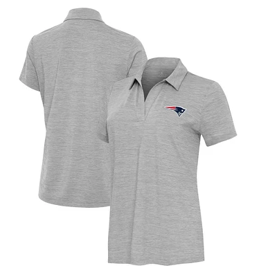 Women's Antigua Heather New England Patriots Layout V-Neck Polo