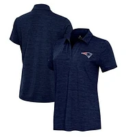 Women's Antigua  Heather Navy New England Patriots Layout V-Neck Polo