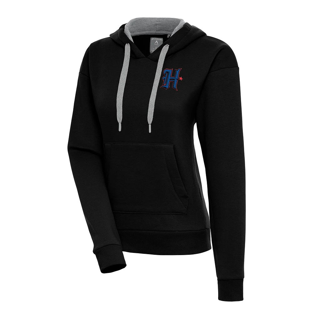 Women's Antigua Black Houston Texans Victory Pullover Hoodie