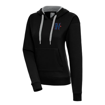 Women's Antigua  Black Houston Texans Victory Pullover Hoodie