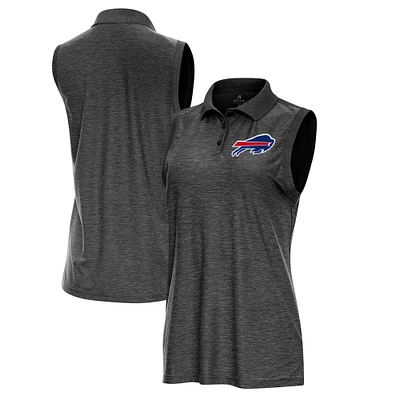 Women's Antigua  Heather Black Buffalo Bills Recap Sleeveless Polo