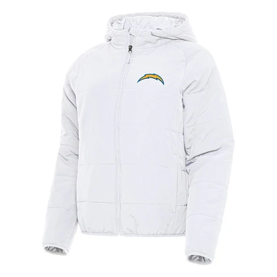 Women's Antigua  White Los Angeles Chargers  Universe Full-Zip Hoodie Jacket