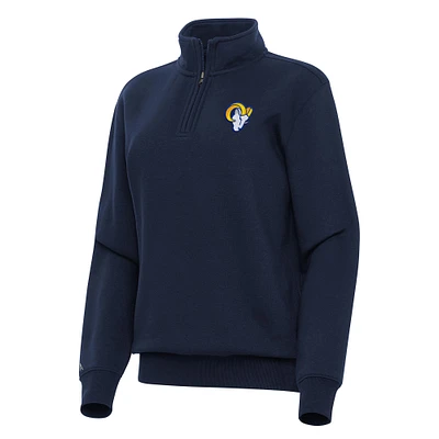 Women's Antigua  Navy Los Angeles Rams Victory Quarter-Zip Top