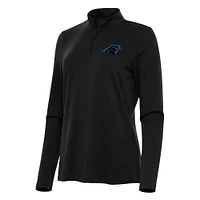 Women's Antigua  Black Carolina Panthers Reprocess Quarter-Zip Top