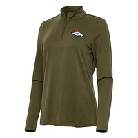 Women's Antigua  Olive Denver Broncos Reprocess Quarter-Zip Top