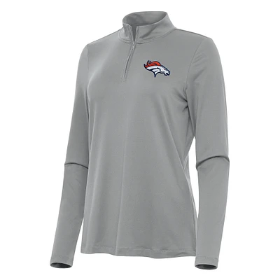 Women's Antigua Denver Broncos Reprocess Quarter-Zip Top