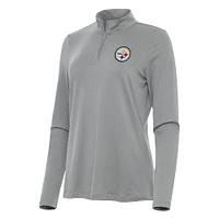 Women's Antigua  Gray Pittsburgh Steelers Reprocess Quarter-Zip Top