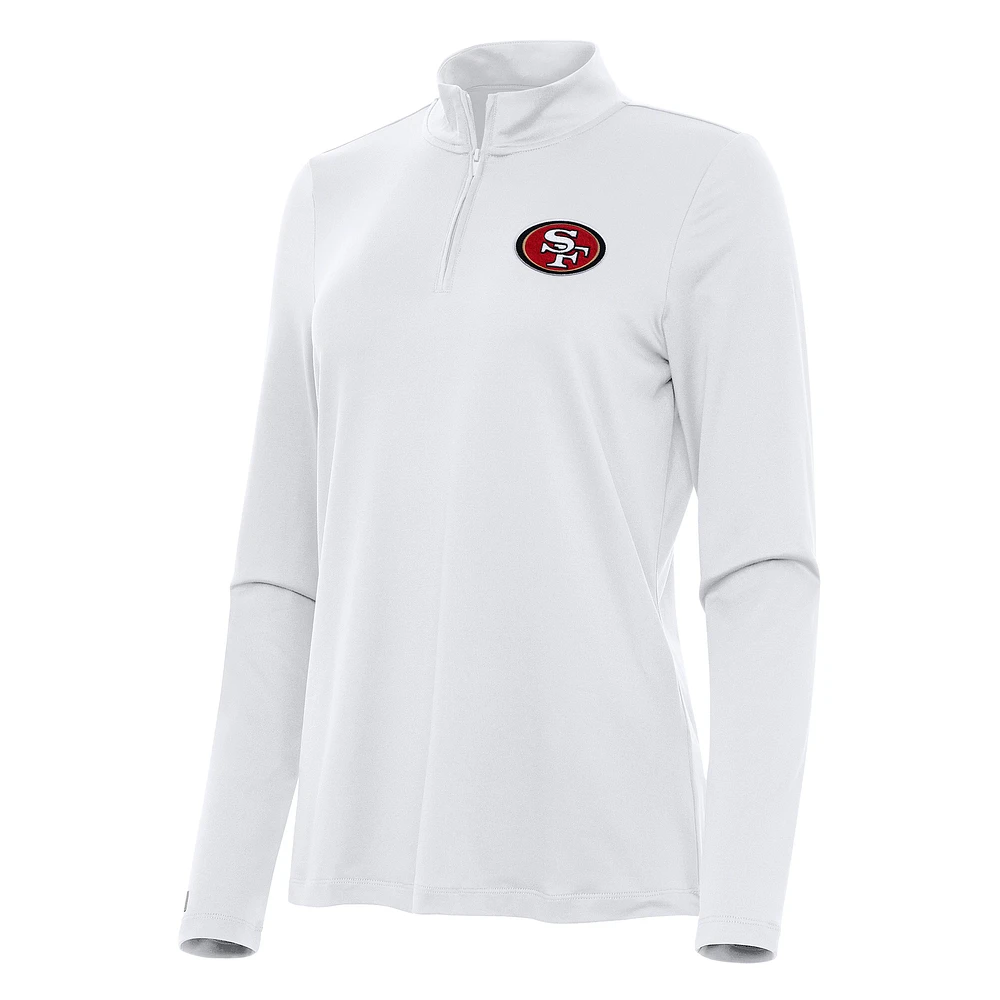 Women's Antigua White San Francisco 49ers Reprocess Quarter-Zip Top