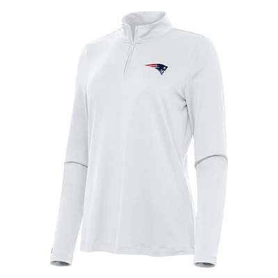 Women's Antigua  White New England Patriots Reprocess Quarter-Zip Top