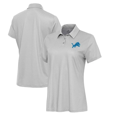Women's Antigua  White/Gray Detroit Lions Rings Polo