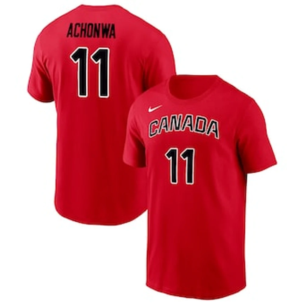 Unisex Nike Natalie Achonwa Red Canada Basketball 2024 Summer Performance Legend Name and Number T-Shirt