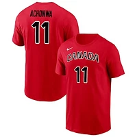 Unisex Nike Natalie Achonwa Red Canada Basketball 2024 Summer Performance Legend Name and Number T-Shirt