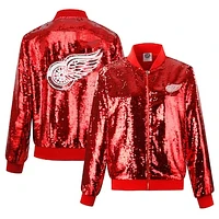 Women's Cuce Red Detroit Wings Sequin Full-Zip Jacket