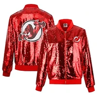 Women's Cuce Red New Jersey Devils Sequin Full-Zip Jacket