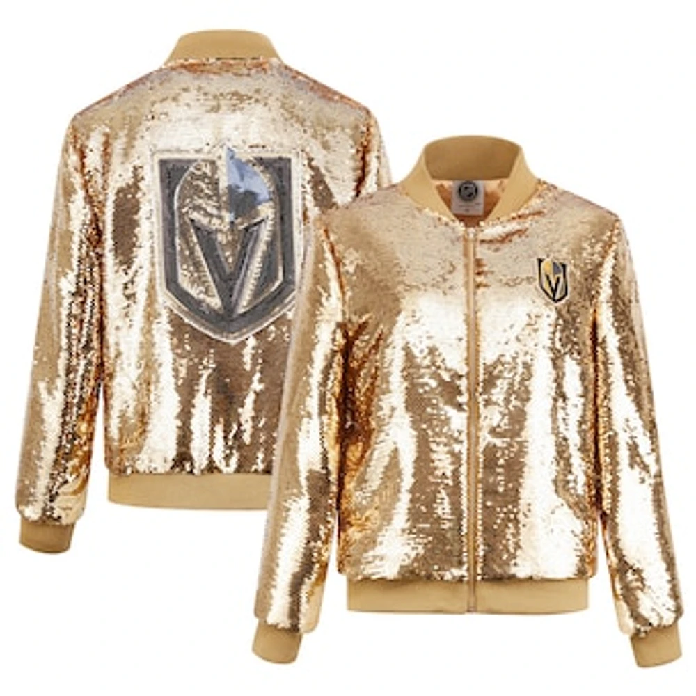 Women's Cuce Gold Vegas Golden Knights Sequin Full-Zip Jacket