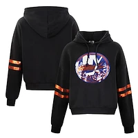 Women's Cuce Black New York Islanders Sequin Cropped Pullover Hoodie