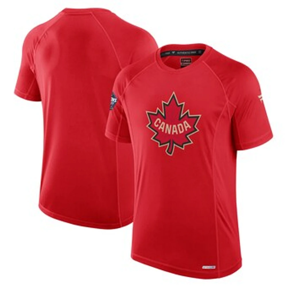 Men's Fanatics Red Canada 2025 4 Nations Face-Off Authentic Pro Tech T-Shirt