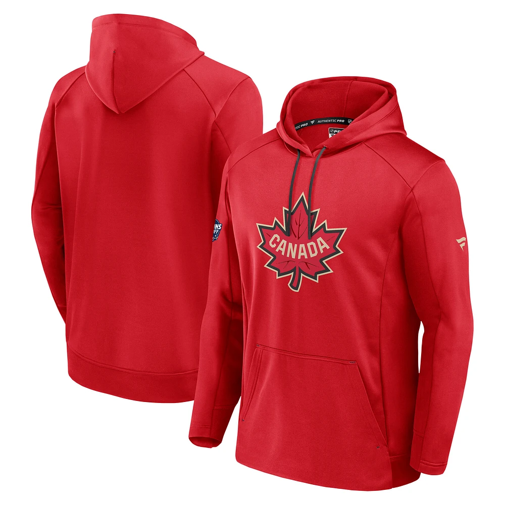 Men's Fanatics Red Canada 2025 4 Nations Face-Off Authentic Pro Pullover Hoodie