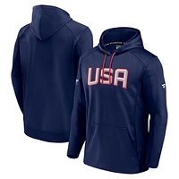 Men's Fanatics Navy USA 2025 4 Nations Face-Off Authentic Pro Pullover Hoodie