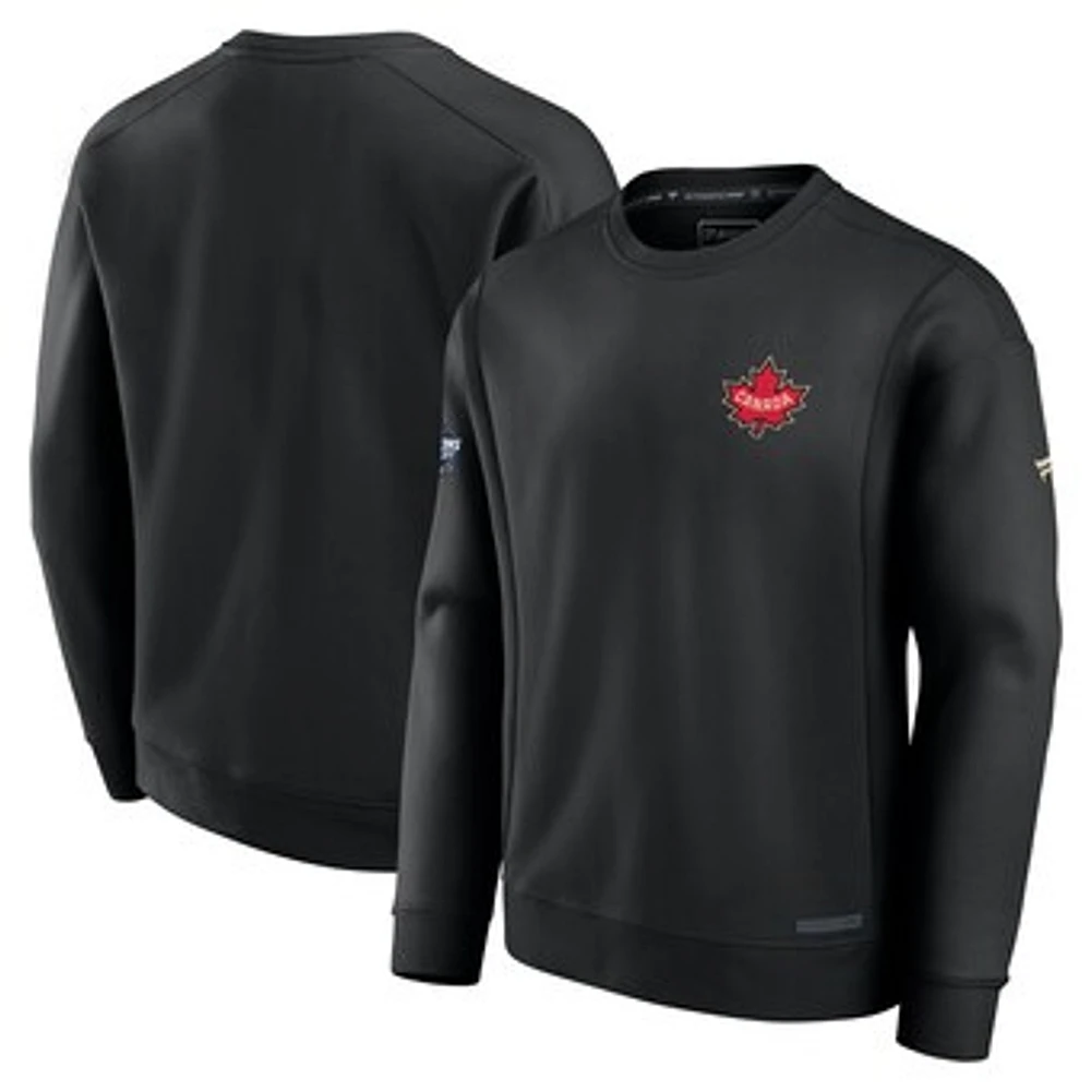 Men's Fanatics Black Canada 2025 4 Nations Face-Off Authentic Pro Pullover Sweatshirt