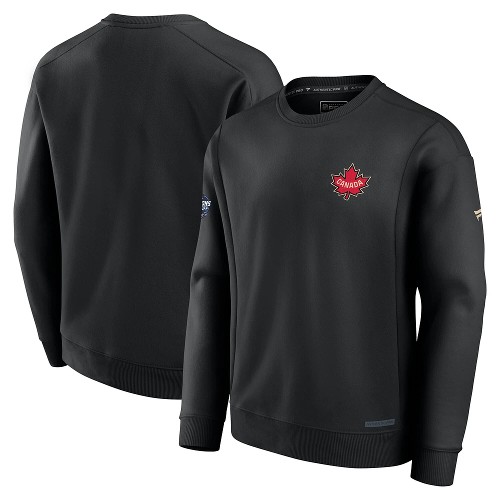 Men's Fanatics Black Canada 2025 4 Nations Face-Off Authentic Pro Pullover Sweatshirt