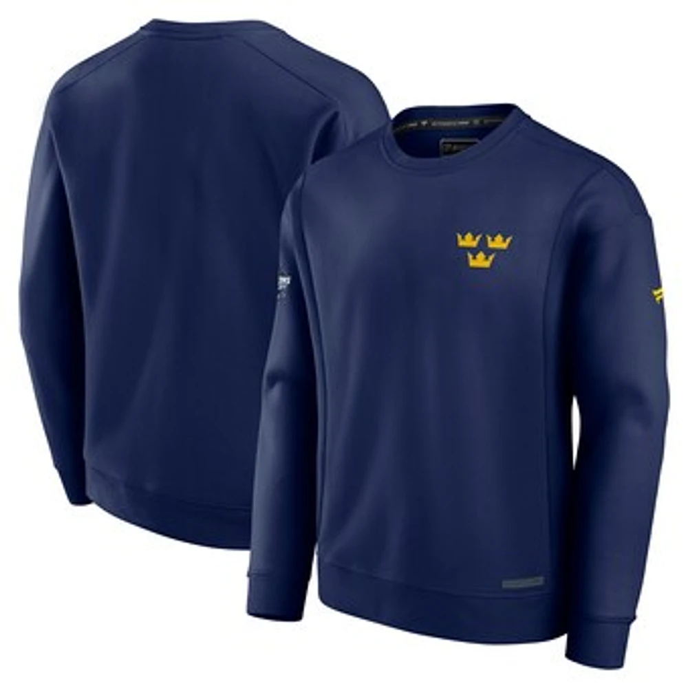 Men's Fanatics Navy Sweden 2025 4 Nations Face-Off Authentic Pro Pullover Sweatshirt