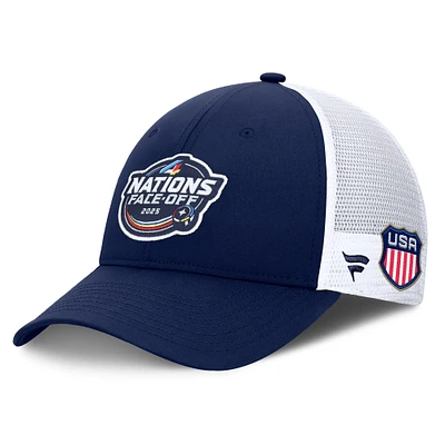 Men's Fanatics Navy/White 2025 4 Nations Face-Off Meshback Structured Adjustable Hat