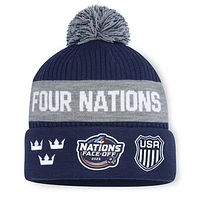 Men's Fanatics Navy 2025 4 Nations Face-Off Cuffed Knit Hat with Pom