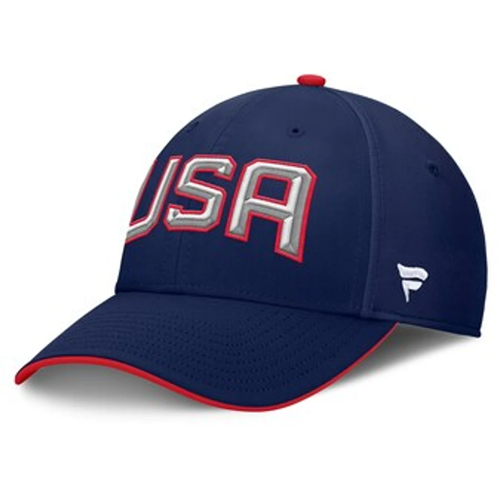 Men's Fanatics Navy USA 2025 4 Nations Face-Off Stretch Fit Hat