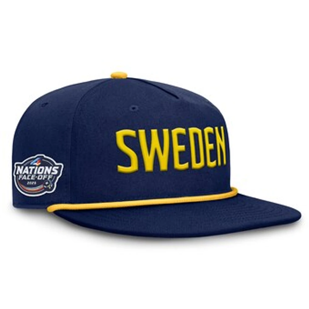 Men's Fanatics Navy Sweden 2025 4 Nations Face-Off Golfer Snapback Hat