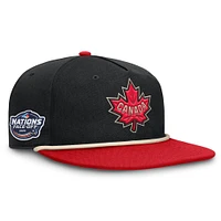 Men's Fanatics Black/Red Canada 2025 4 Nations Face-Off Golfer Snapback Hat