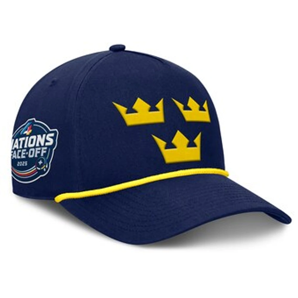 Men's Fanatics Navy Sweden 2025 4 Nations Face-Off A-Frame Adjustable Hat