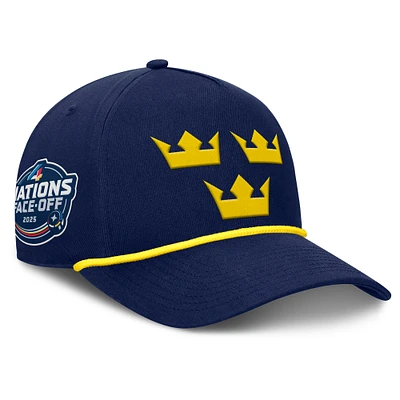 Men's Fanatics Navy Sweden 2025 4 Nations Face-Off A-Frame Adjustable Hat