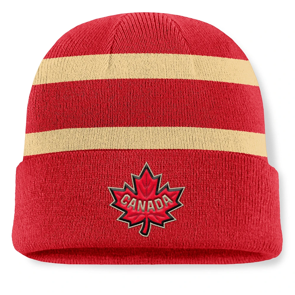 Men's Fanatics Red Canada 2025 4 Nations Face-Off Team Cuffed Knit Hat