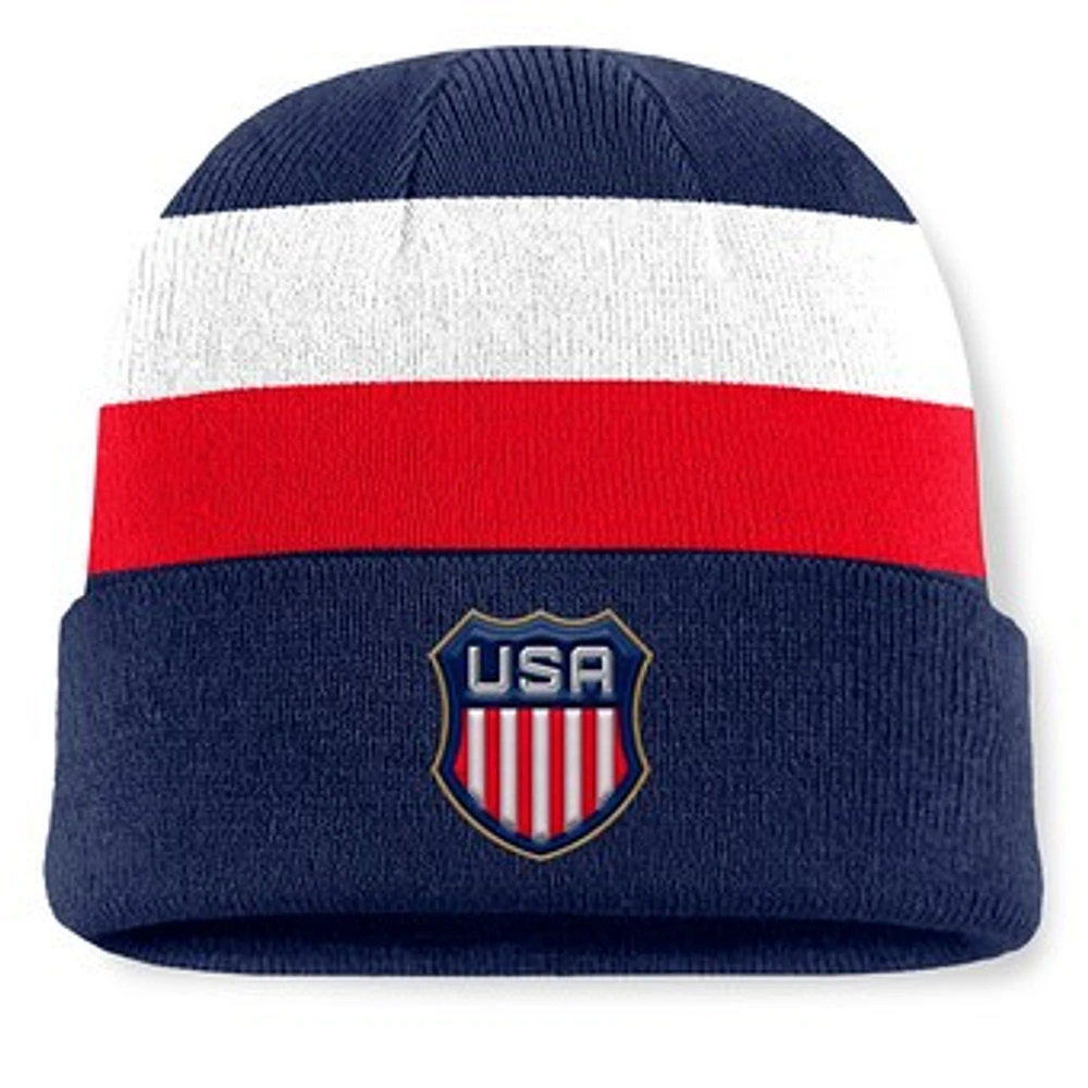 Men's Fanatics Navy USA 2025 4 Nations Face-Off Team Cuffed Knit Hat