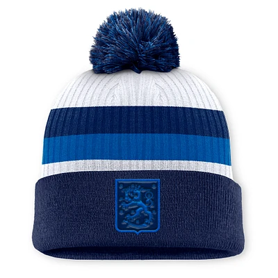 Men's Fanatics Navy Finland 2025 4 Nations Face-Off Team Cuffed Knit Hat with Pom