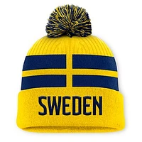 Men's Fanatics Yellow Sweden 2025 4 Nations Face-Off Team Cuffed Knit Hat with Pom