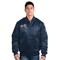 Men's Starter Navy Dallas Cowboys Exclusive Satin Full-Snap Varsity Jacket