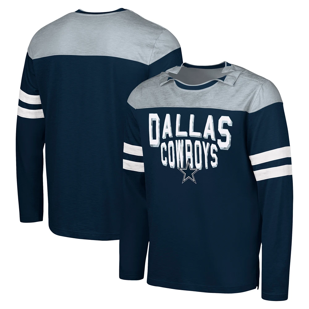 Men's G-III Sports by Carl Banks Navy/Silver Dallas Cowboys Adaptive Hail Mary Long Sleeve T-Shirt