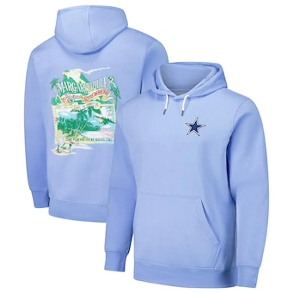 Men's Margaritaville  Light Blue Dallas Cowboys Time Flies Garment Dyed Pullover Hoodie