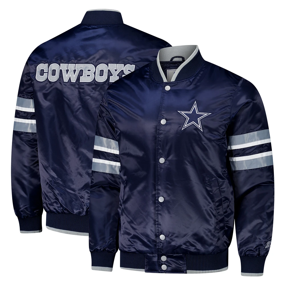 Men's Starter Navy Dallas Cowboys Scout I Full-Snap Varsity Jacket