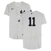 Anthony Volpe New York Yankees Game-Used #11 White Pinstripe Jersey vs. Atlanta Braves on June 23, 2024